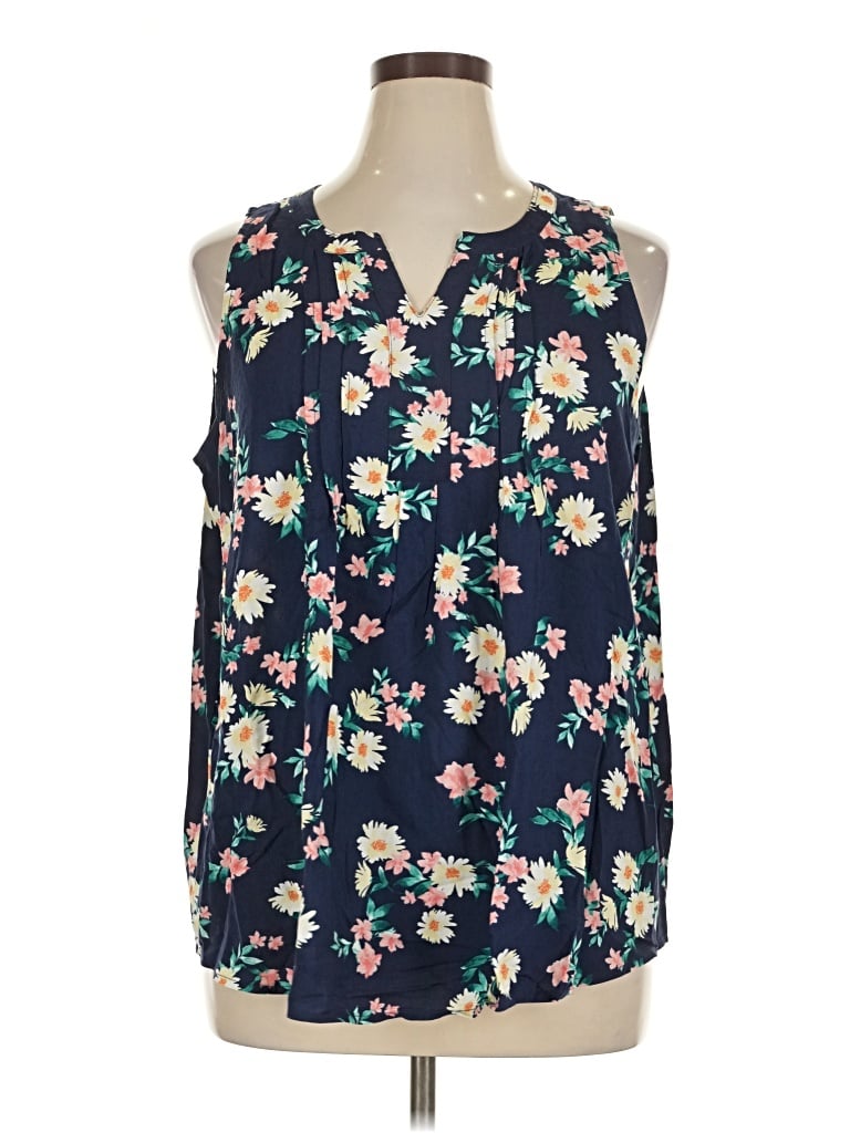 Pre-owned Croft & Barrow Sleeveless Blouse In Blue
