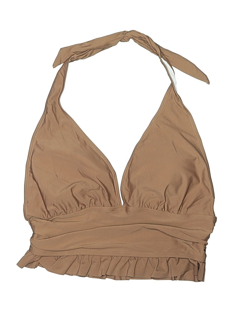 Pre-owned Unbranded Swimsuit Top Tan Solid Pattern Swimwear