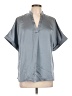 Glam 100% Polyester Gray Short Sleeve Blouse Size L - photo 1