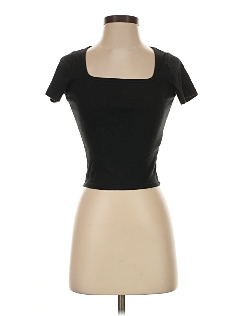 Pre-owned Hollister Short Sleeve Top Black Scoop Neck Tops