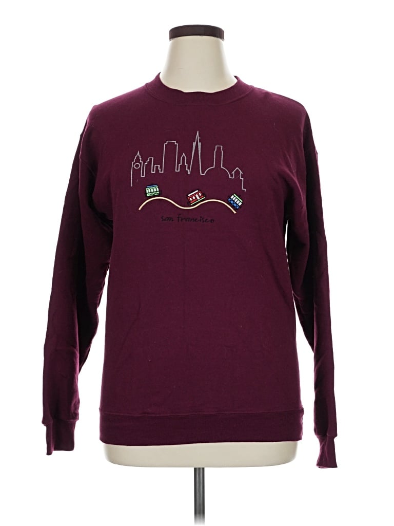 Pre-owned Hanes Sweatshirt In Burgundy