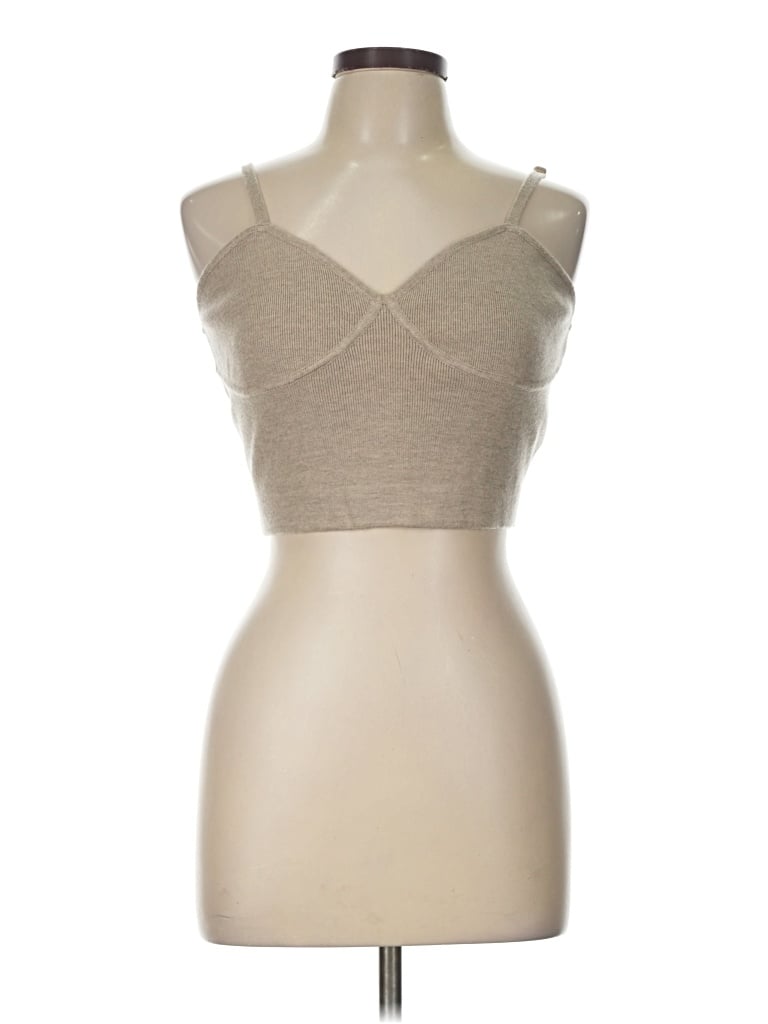 Pre-owned The Drop Tank Top Tan Strapless Neckline Tops