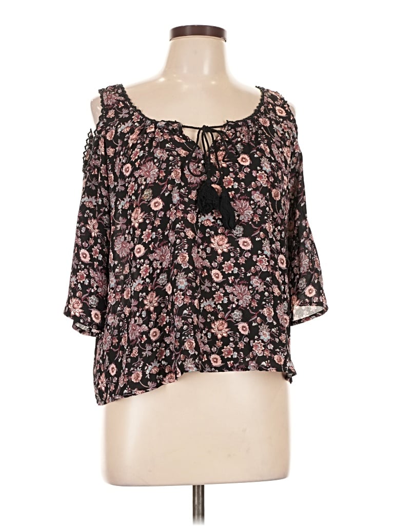 Pre-owned Paper Crane 3/4 Sleeve Blouse In Black