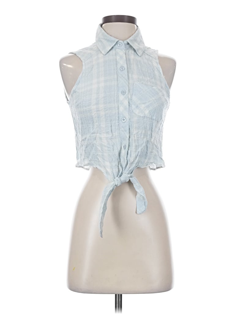 Pre-owned Ultra Flirt Sleeveless Button Down Shirt In Blue