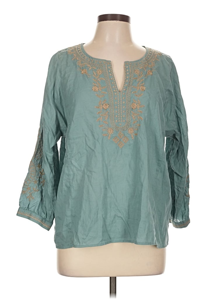 Pre-owned Jjill 3/4 Sleeve Blouse In Teal