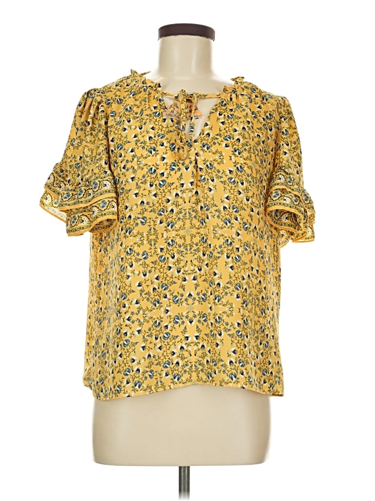 Pre-owned Max Studio Short Sleeve T-shirt In Yellow