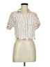 Volcom 100% Viscose Stripes Ivory Short Sleeve Blouse Size M - photo 1