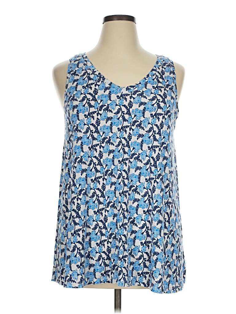 Pre-owned Lane Bryant Tank Top Blue Halter Neckline Tops
