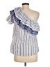 Parker 100% Cotton White Blue Sleeveless Blouse Size M - photo 2