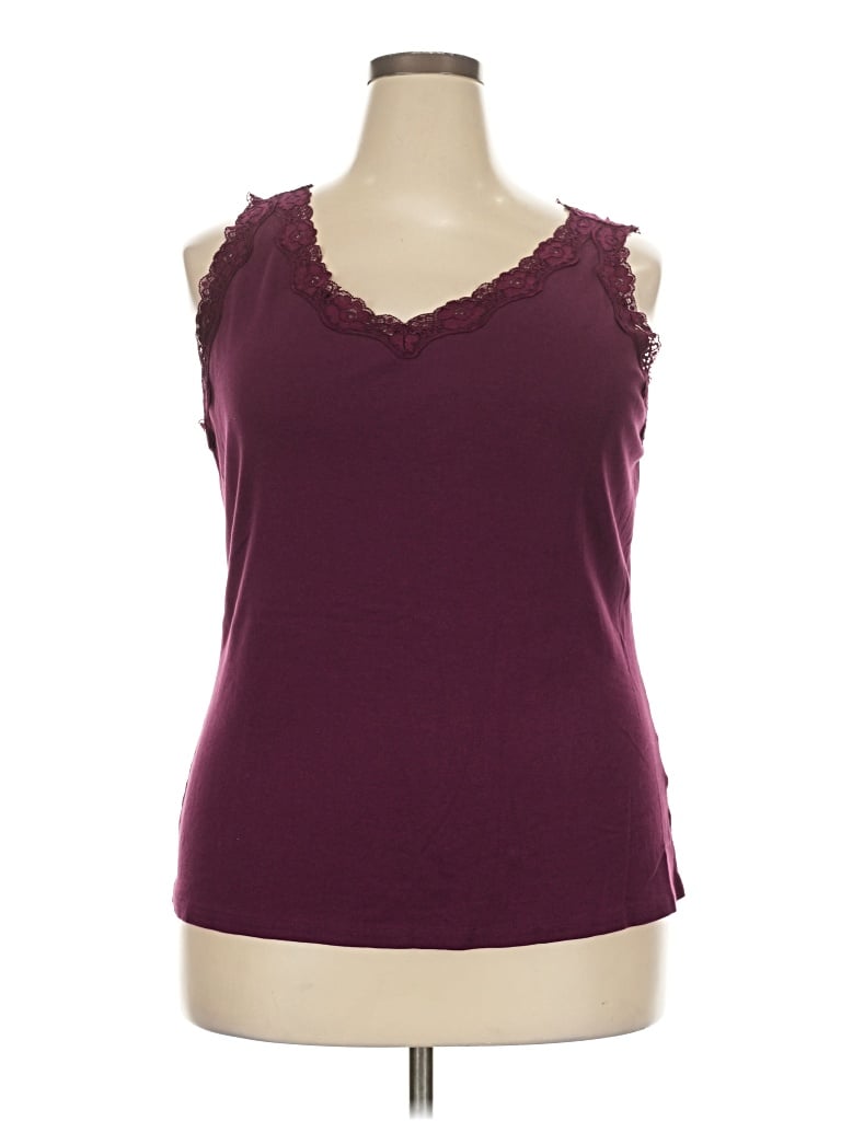 Pre-owned Style & Co Tank Top Burgundy V-neck Tops