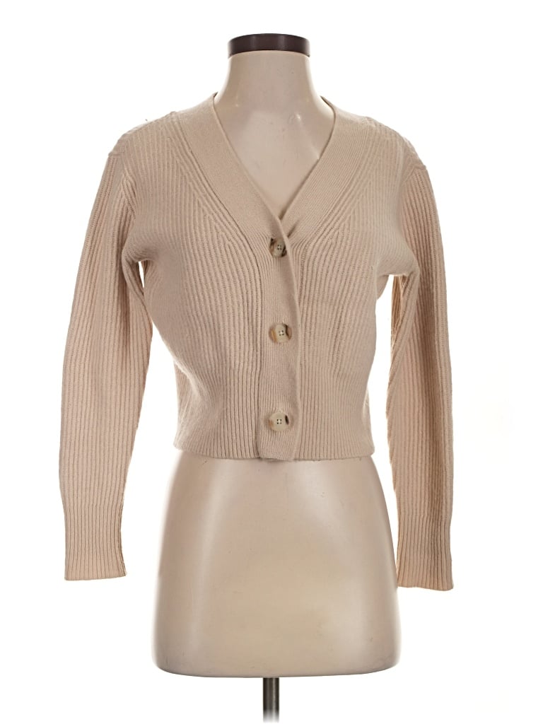 Pre-owned Club Monaco Wool Cardigan Sweater In Tan
