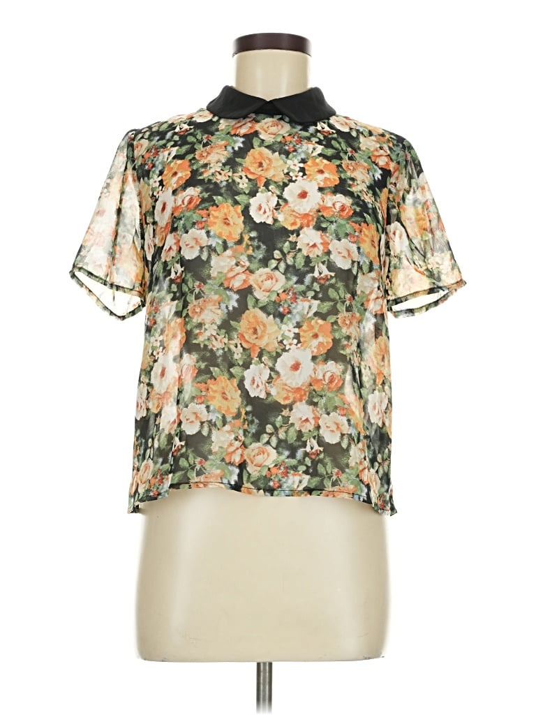 Pre-owned Forever 21 Contemporary Short Sleeve Blouse In Ivory
