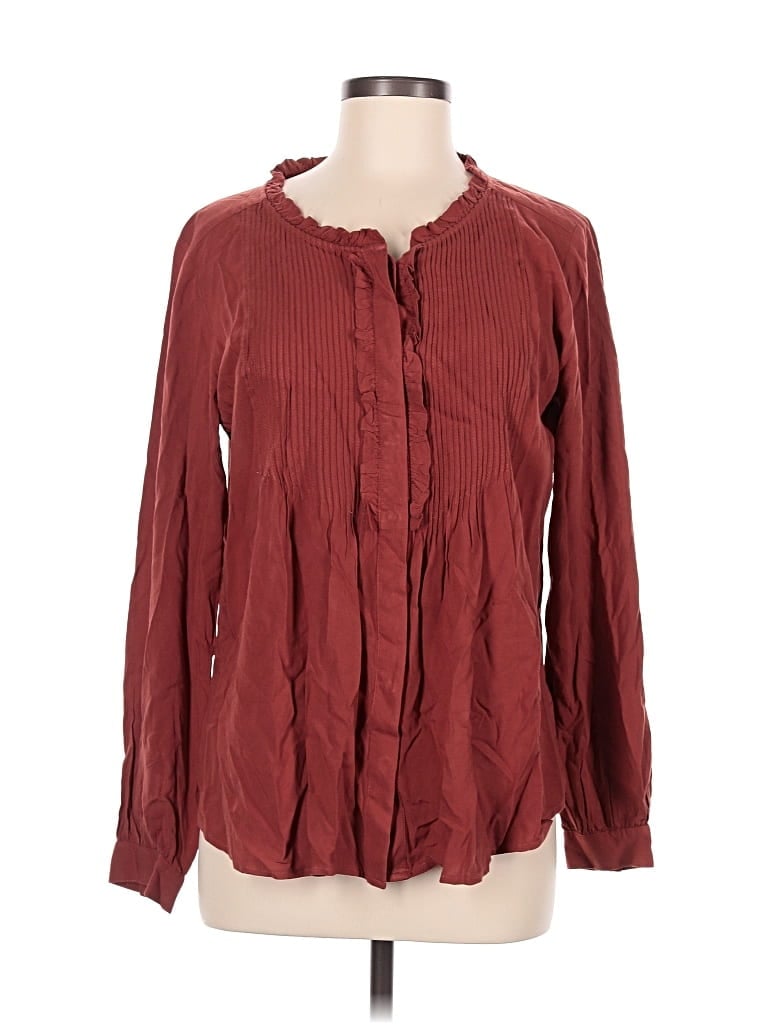 Pre-owned Sundance Long Sleeve Blouse In Burgundy