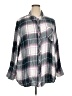 Terra & Sky 100% Rayon Plaid Gray Purple 3/4 Sleeve Button-Down Shirt Size 3X - photo 1