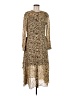 Set 100% Viscose Animal Print Tan Casual Dress Size 8 - photo 1