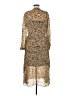 Set 100% Viscose Animal Print Tan Casual Dress Size 8 - photo 2