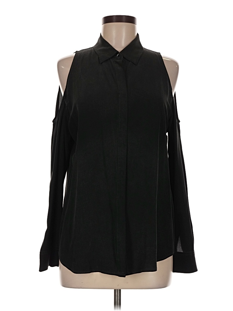 Pre-owned Equipment Sleeveless Silk Top Black Cold Shoulder Neckline Tops