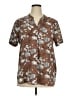 Timeson 100% Polyester Floral Brown Short Sleeve Blouse Size XL - photo 1