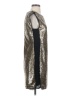 Rebecca Taylor 100% Polyester Metallic Silver Cocktail Dress Size 4 - photo 4