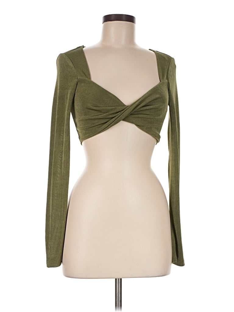 Pre-owned Garage Long Sleeve Top Green Sweetheart Neckline Tops
