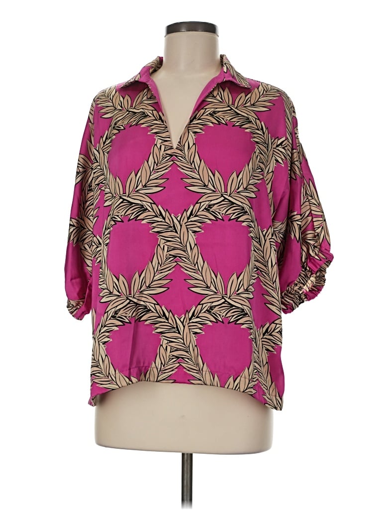 Pre-owned Emily Mccarthy 3/4 Sleeve Blouse In Pink