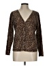 Chaps 100% Cotton Animal Print Brown Cardigan Size L - photo 1