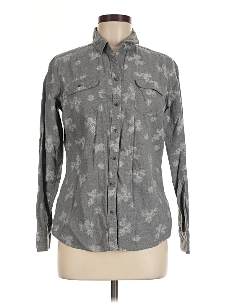 Pre-owned Eddie Bauer Long Sleeve Button Down Shirt In Gray