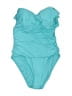 Bleu Solid Teal One Piece Swimsuit Size 10 - photo 1