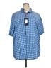 Chaps Checkered-gingham Blue Short Sleeve Button-Down Shirt Size XXL - photo 1