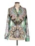 Green Dragon 100% Polyester Paisley Green Long Sleeve Blouse Size L - photo 1