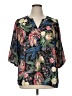 Chelsea & Theodore 100% Polyester Floral Black Short Sleeve Blouse Size XL (estimated) - photo 1