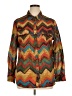 MULTIPLES 100% Cotton Chevron-herringbone Brown Long Sleeve Blouse Size 1X - photo 1