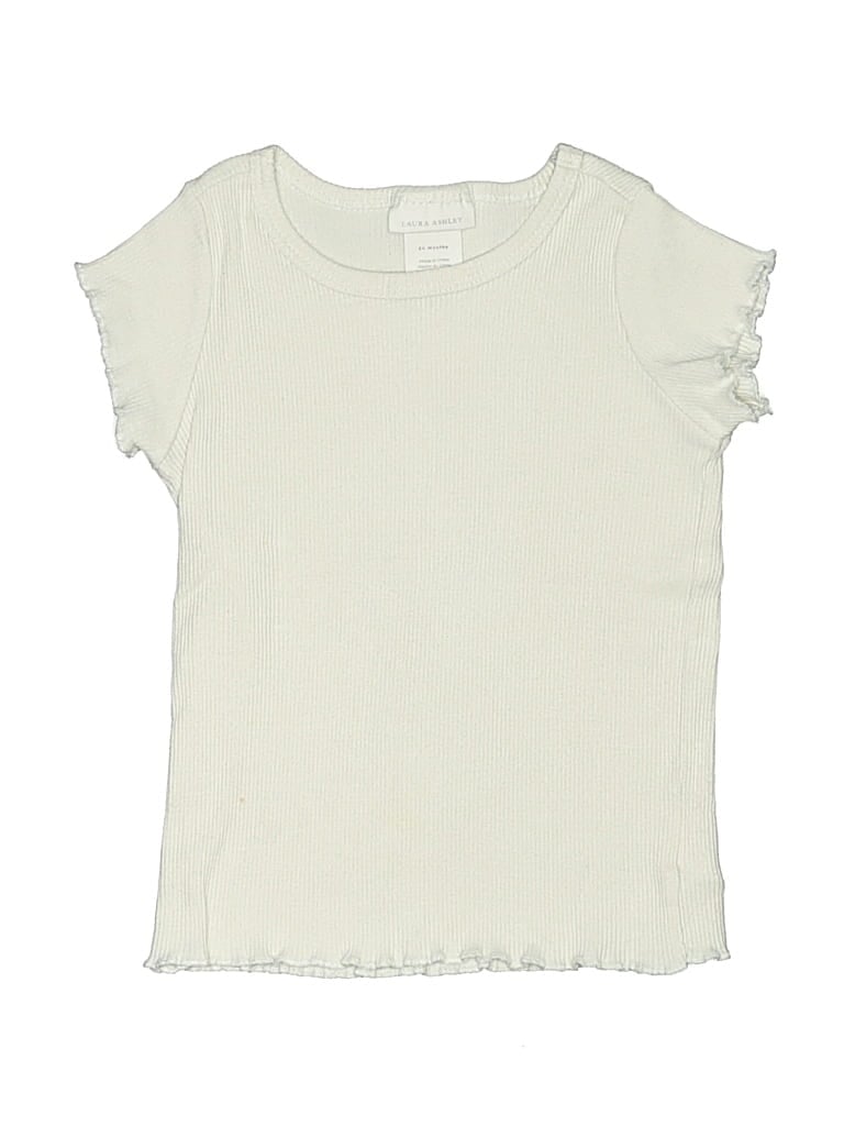 Pre-owned Laura Ashley Kids' Short Sleeve Top Ivory Ruffles Neckline Tops