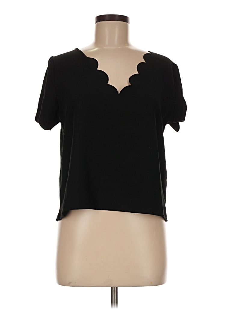 Pre-owned Shein Short Sleeve Top Black Sweetheart Neckline Tops