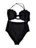 C Apparel 100% Polyester Solid Black Two Piece Swimsuit Size XL - photo 1