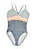 Splendid Chevron-herringbone Gray One Piece Swimsuit Size L - photo 1