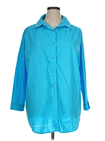 Roaman's 3/4 Sleeve Button-Down Shirt (view 1)