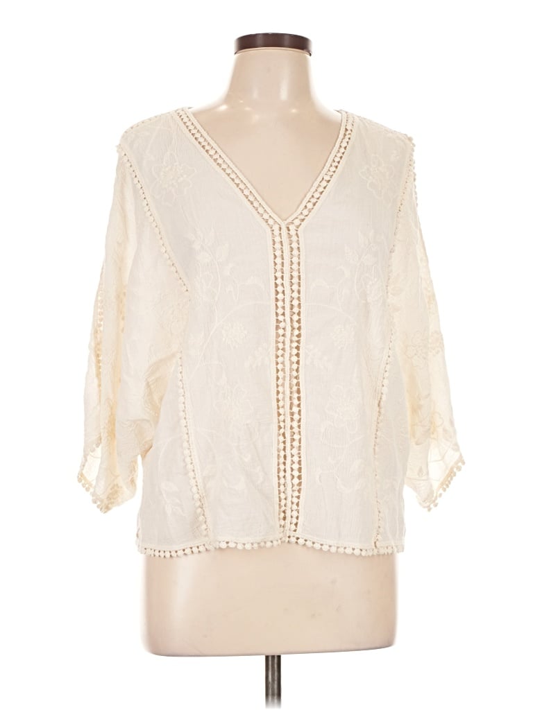 Pre-owned Zara 3/4 Sleeve Blouse In Ivory