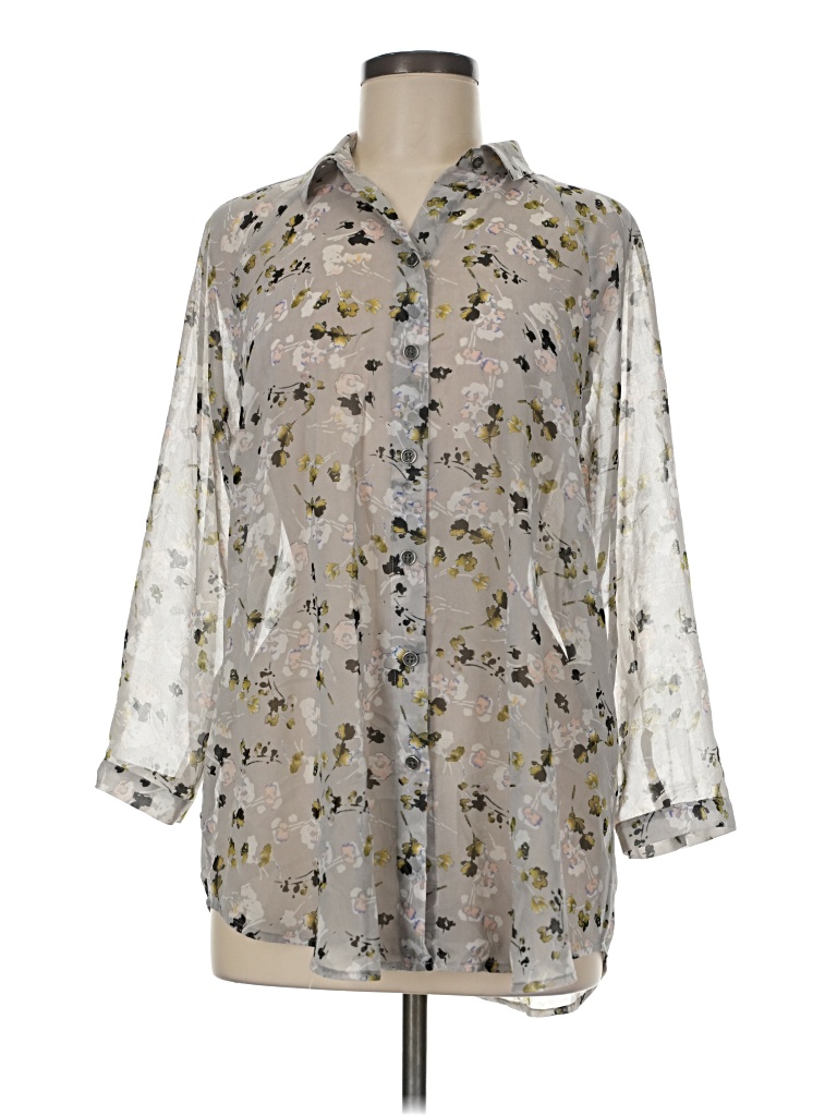 Pre-owned Cabi 3/4 Sleeve Blouse In Silver