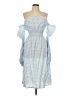 Sleeper 100% Linen Checkered-gingham Blue Casual Dress Size L - photo 1