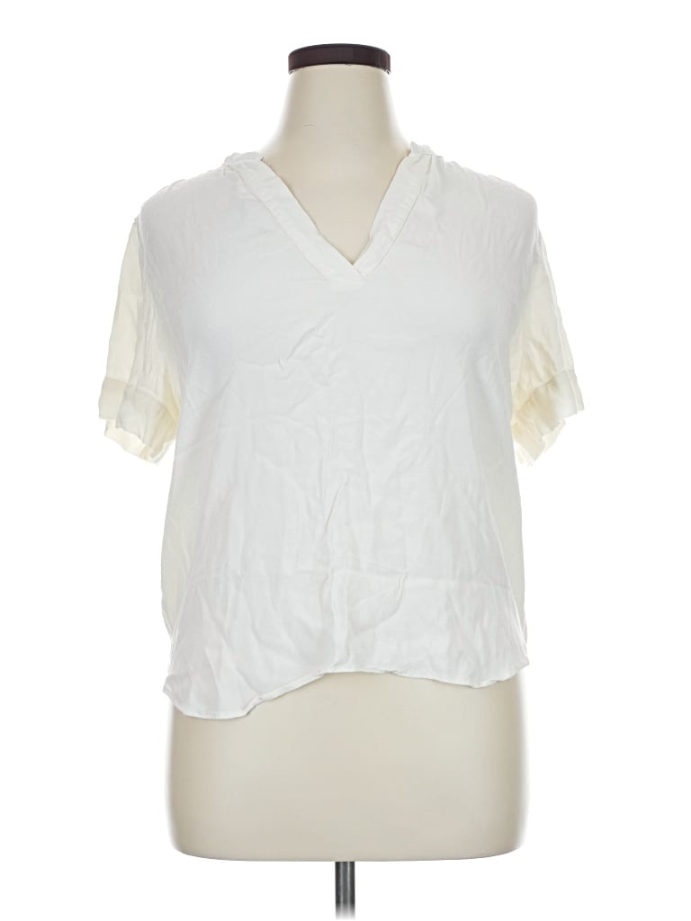 Pre-owned Jcrew Short Sleeve Blouse In Ivory