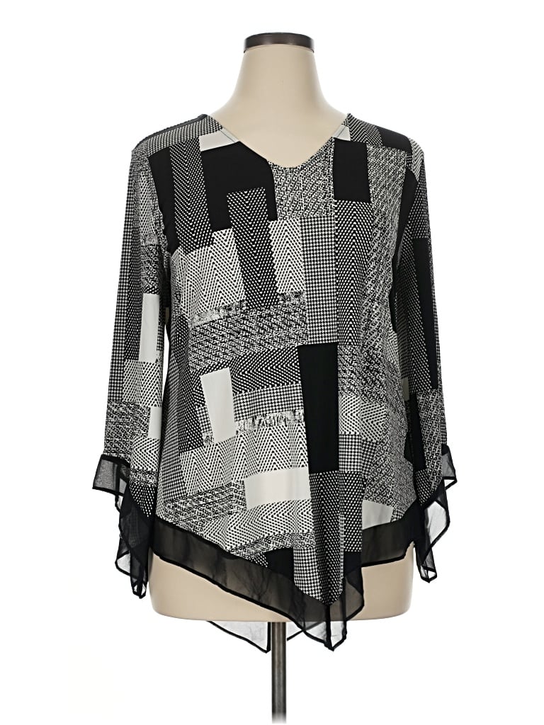 Pre-owned Alfani 3/4 Sleeve Blouse In Gray
