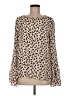 Ann Taylor 100% Polyester Animal Print Brown Long Sleeve Blouse Size M - photo 1