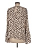 Ann Taylor 100% Polyester Animal Print Brown Long Sleeve Blouse Size M - photo 2
