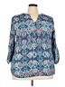 Fred David Blue 3/4 Sleeve Blouse Size 3X - photo 1