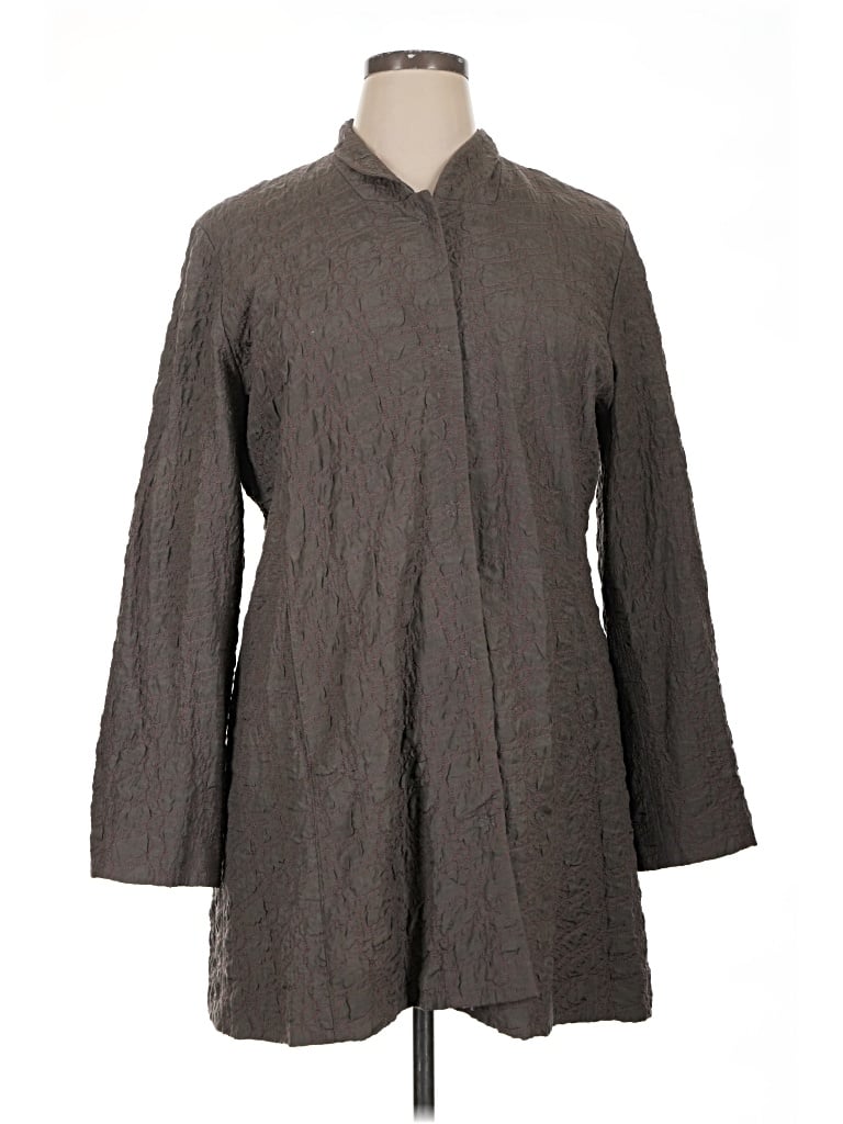 Pre-owned Eileen Fisher Coat In Gray