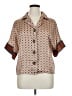 Unbranded 100% Polyester Print Tan Short Sleeve Blouse Size XL - photo 1