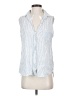 Frank & Eileen 100% Linen Stripes Blue Sleeveless Button-Down Shirt Size XS - photo 1