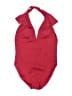 Merona 100% Nylon Solid Red One Piece Swimsuit Size L - photo 1