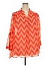 Tacera 100% Polyester Chevron-herringbone Orange Long Sleeve Blouse Size 3X - photo 1
